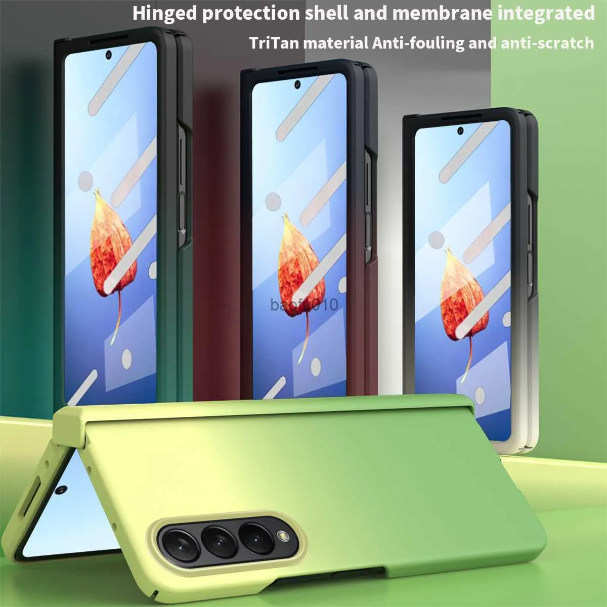 Voor Kleurrijke Gradiënt Scharnierende Mobiele Telefoon Case Voor Samsung Galaxy Z Fold 4 Effen Kleur Vouwscharnier Shell ZFold4 Cover CasesL230619