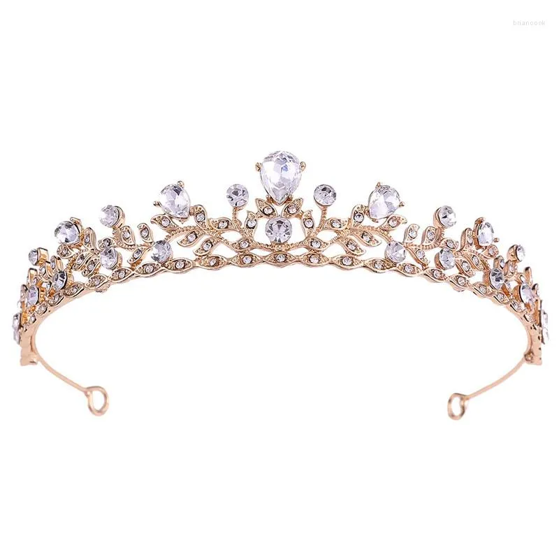 Grampos de cabelo Moda Simples Noiva Pequena Coroa Luxo Forma de Folha Strass Cristal Brilhante Para Capina Tiaras NA