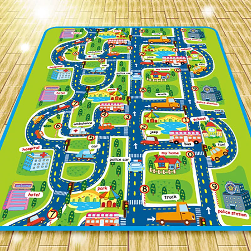 Spela Mats Baby Game Mat Crawling Mat Urban Road Children's Carpet Mat Waterproof Children's Carpet Picnic Mat Gym Aktivitet Toy Children's Filt 230619