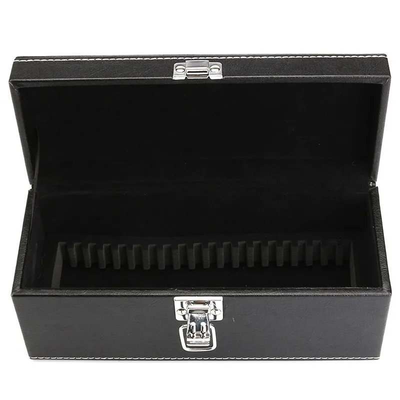 JX-LCLYL 20pcs Coins Slab Storage Box Case Holders Black PU Leather For PCGS NGC