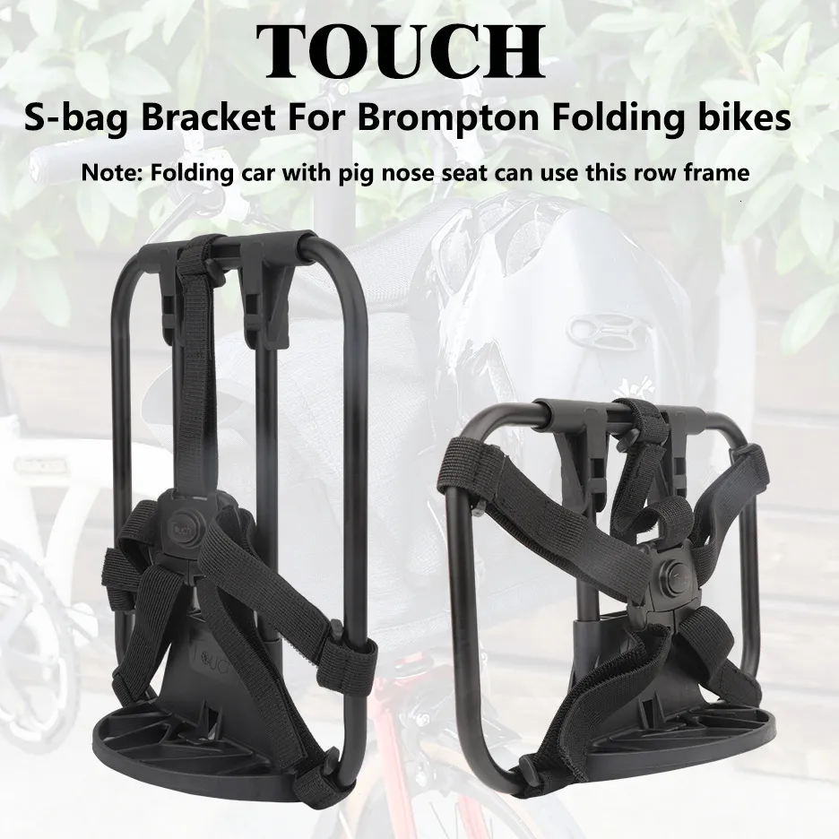 Borse da esterno Touch Alloy Bike S bag Staffa per biciclette pieghevoli Brompton Telaio anteriore Spalla Zaino Bascket Bag Frames Parti di biciclette 230619