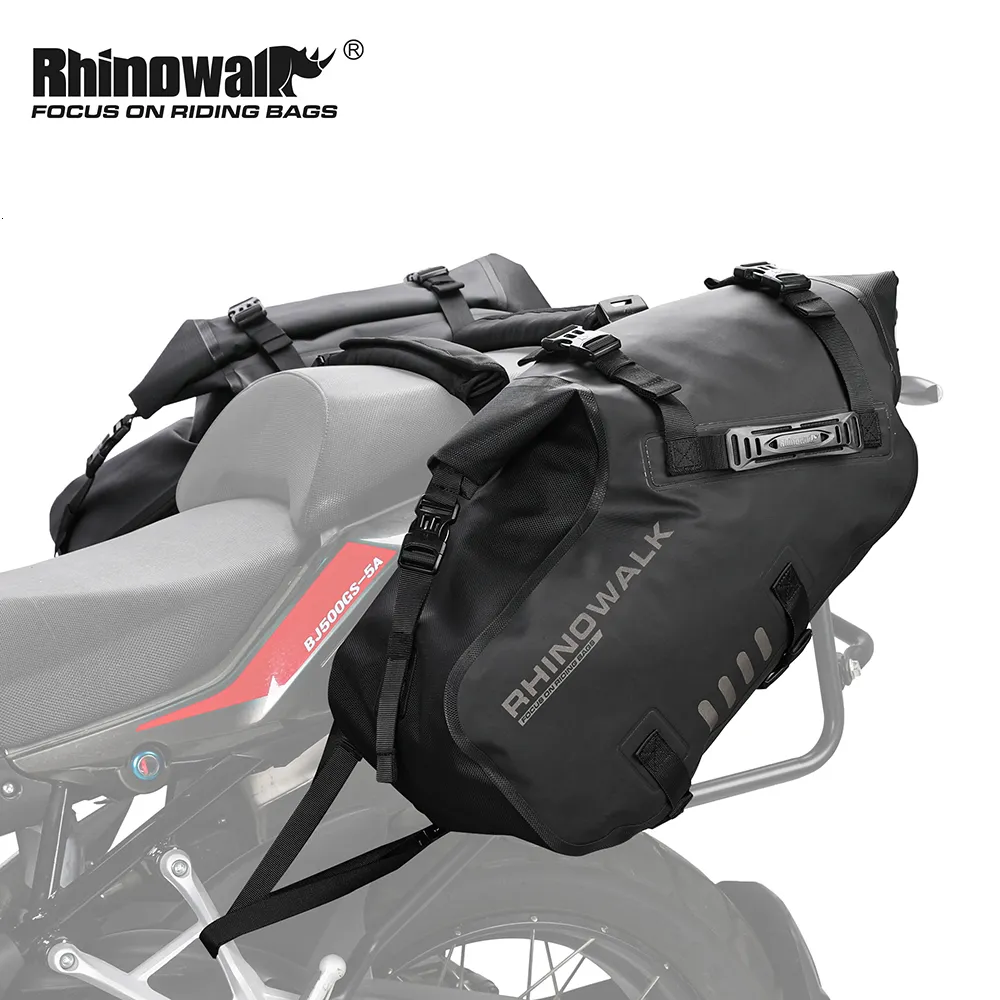 Utomhuspåsar Rhinowalk 28L Vattentät motorcykelväska 2 PCS Universal Fit Pannier Saddle Side Storage Fork Travel Bagage 230619