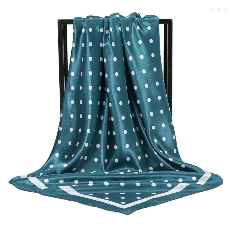 Foulards Élégant Foulard En Satin Pour Femmes Mode Dots Foulard Cou Écharpes 90 90 Cm Carré Châles Bohême Wraps 2023 Hijab