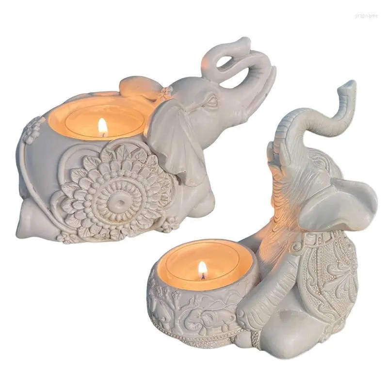 Candle Holders 1PC Votive Pottery Elephant Statues For Home Decor Wealth Lucky Figurine Holder Party