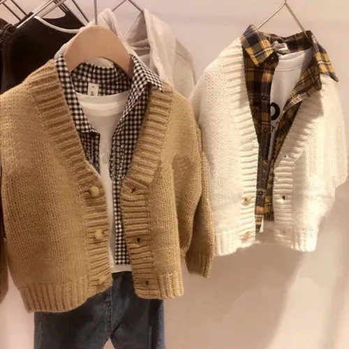 Jersey de estilo coreano para niños, cárdigan de otoño e invierno, suéter de punto para niño, abrigo grueso que combina con todo para niña, 230619