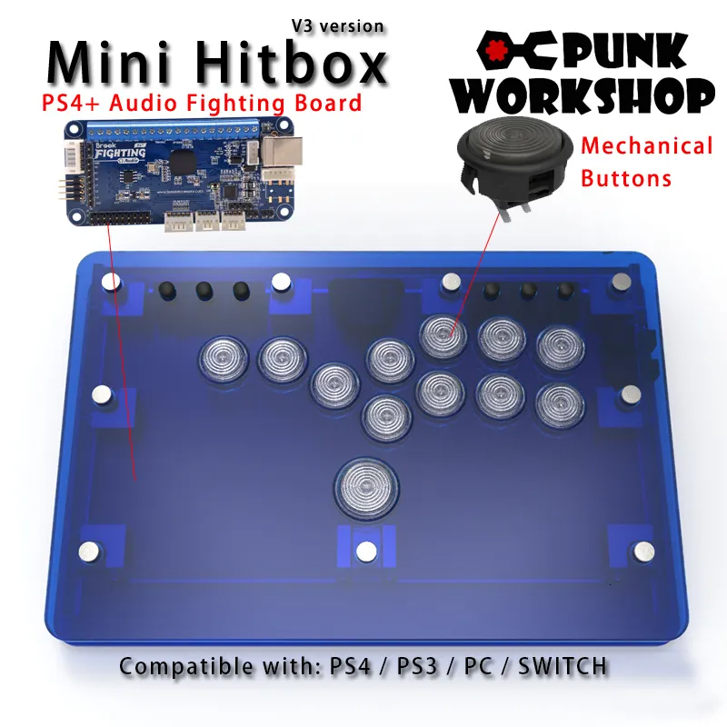 Punk Workshop Mini HitBox V3 SOCD Fighting Stick Controller 
