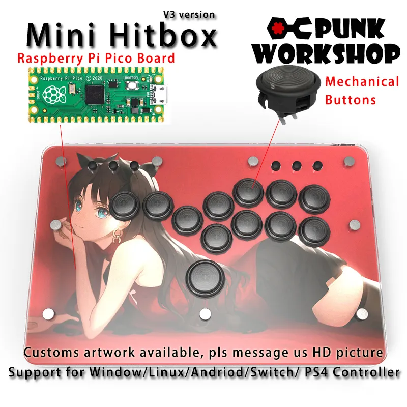 Punk Workshop Mini HitBox V3 SOCD Fighting Stick Controller