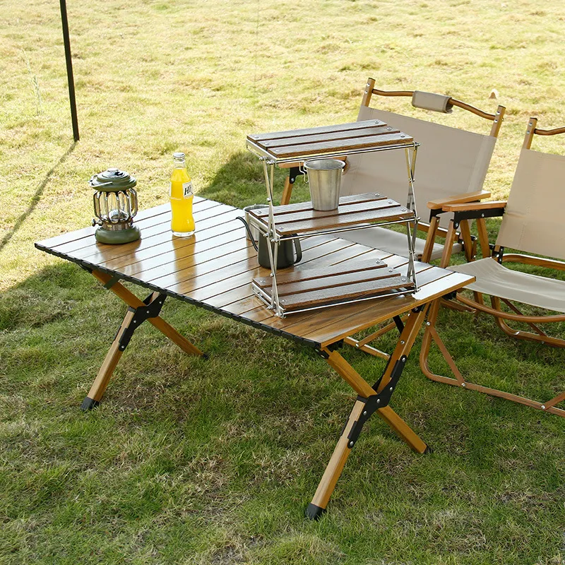 Portable Outdoor Furniture Folding Aluminum Alloy Egg Roll Table Garden Camping Travel Tools Square Picnic Desk