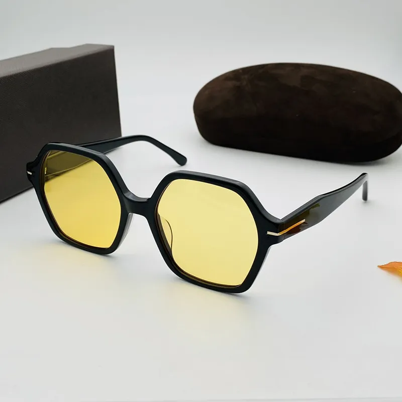 2023 Lunettes de soleil bigrim hexagonales individuelles pour femmes UV400 planche double couleur importée 56-19-140 pour lunettes de mode sur ordonnance fullset design case