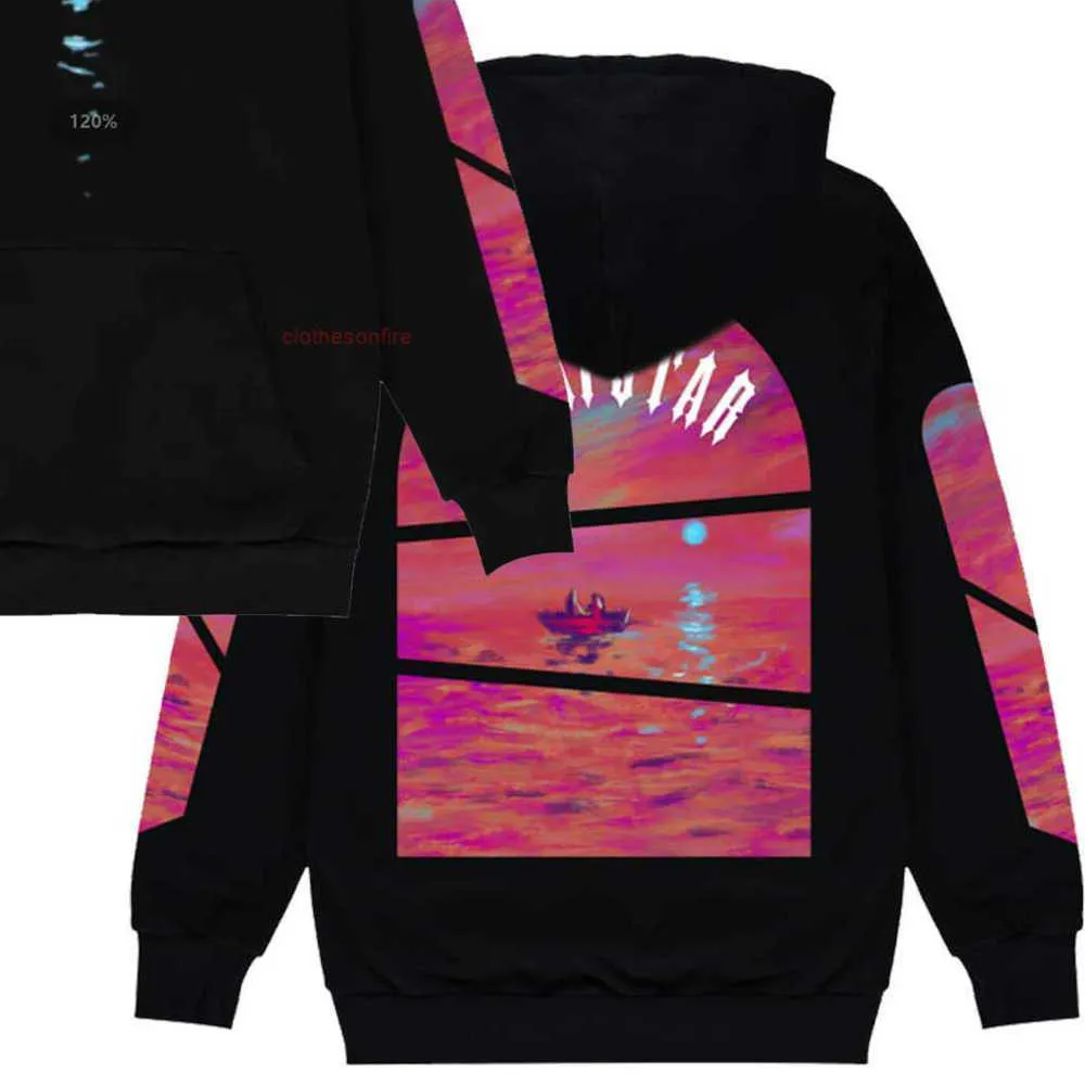 Designer Clothing Mens Sweatshirts Fashion Streetwear Trapstar Sweater Trap Star Street Brand Trend Couple Hoodie Sunset Beach Art Pullover Jacket 1