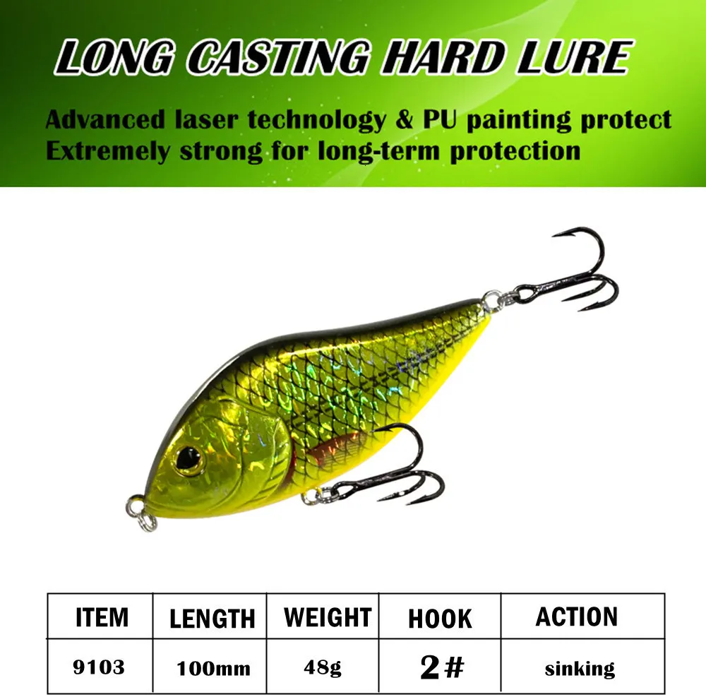 Baits Lures GREENSPIDER Slow Sinking Jerk Bait Fishing Lure 100mm 48g For  Pike Pesca Bass Tackle Musky Jerk Baits Qulity Hooks 230619 From 8,65 €
