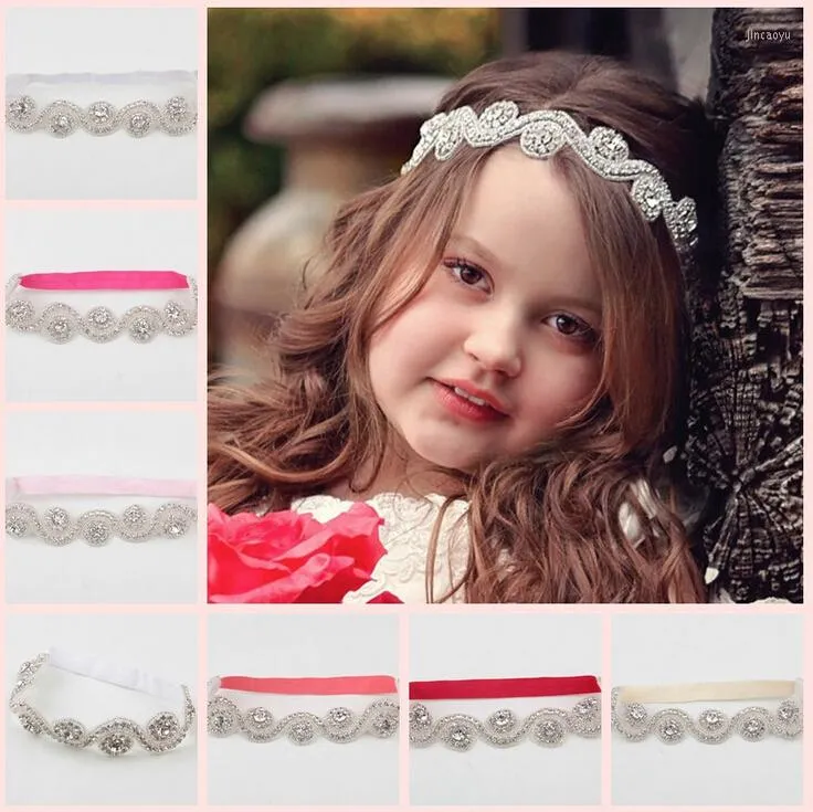 Hair Accessories Korean Retro Kid Elastic Rhinestone Diamond Headband Female Handmade Beads Crystal Hairbands Girl Headwear