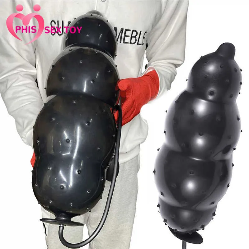 Inflatable Anal Plug Dildo With Prostate Massager And Beads_voghion.com
