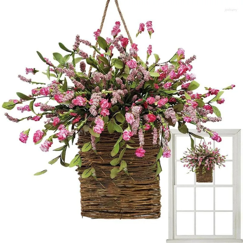 Fleurs décoratives hortensia artificiel guirlande Simulation rotin Floral panier de porte suspendu aspect respectueux de l'environnement attrayant