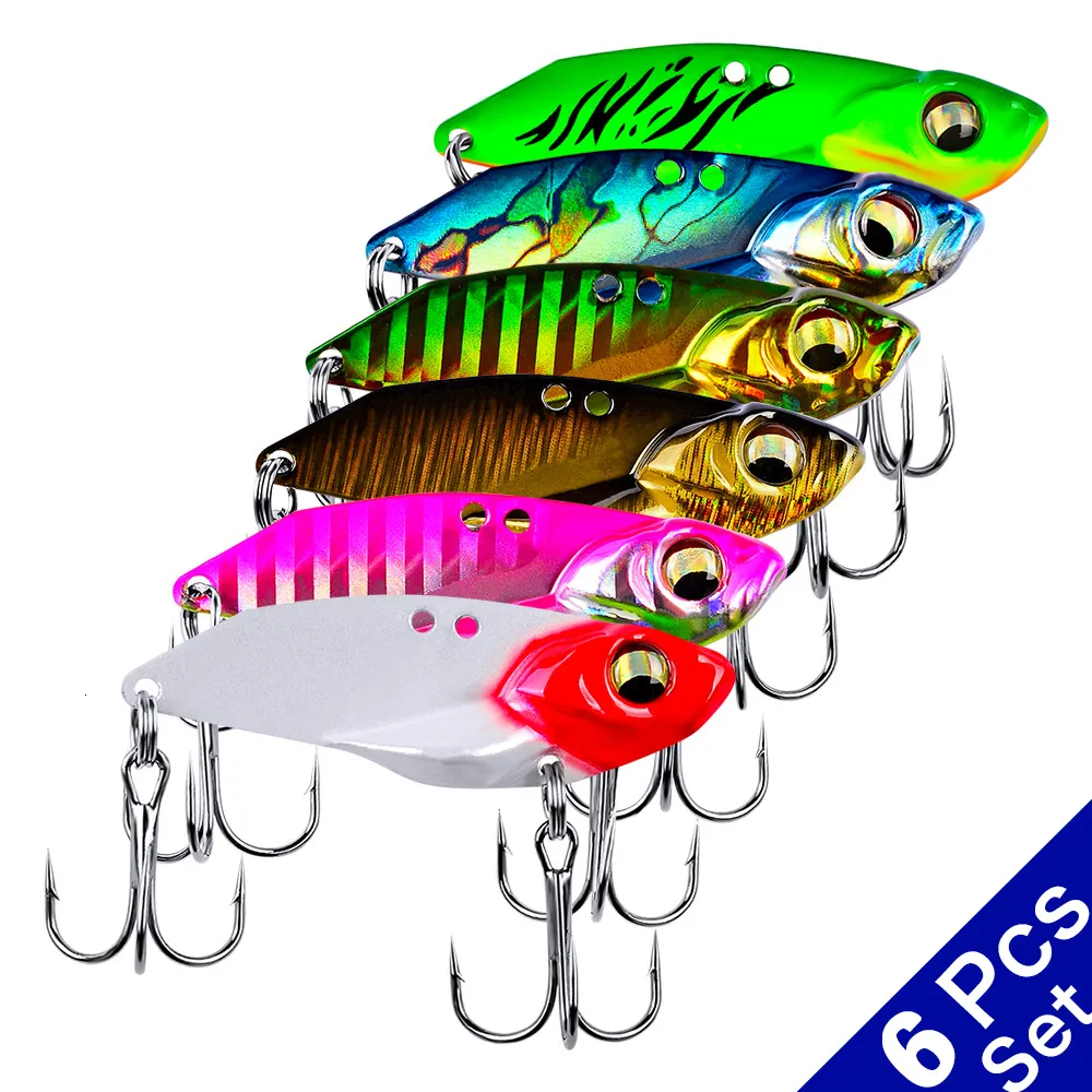 Iscas Iscas 6 Pcslot 5g 7g 10g 15g Metal VIB Blade Lure 3D Eyes Spoon Spinner Balancer Isca de Pesca Hard Bait Equipamento de Pesca com Gancho 230619