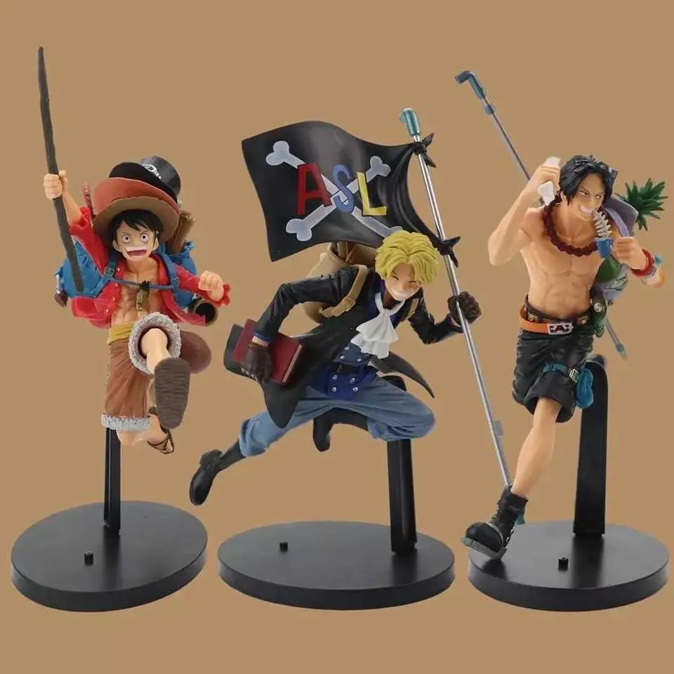 Action Toy Figures One 21cm Luffy Ace Sabot Action Figurer Toys Japan Anime Collectible Figurines Model Toy for Anime