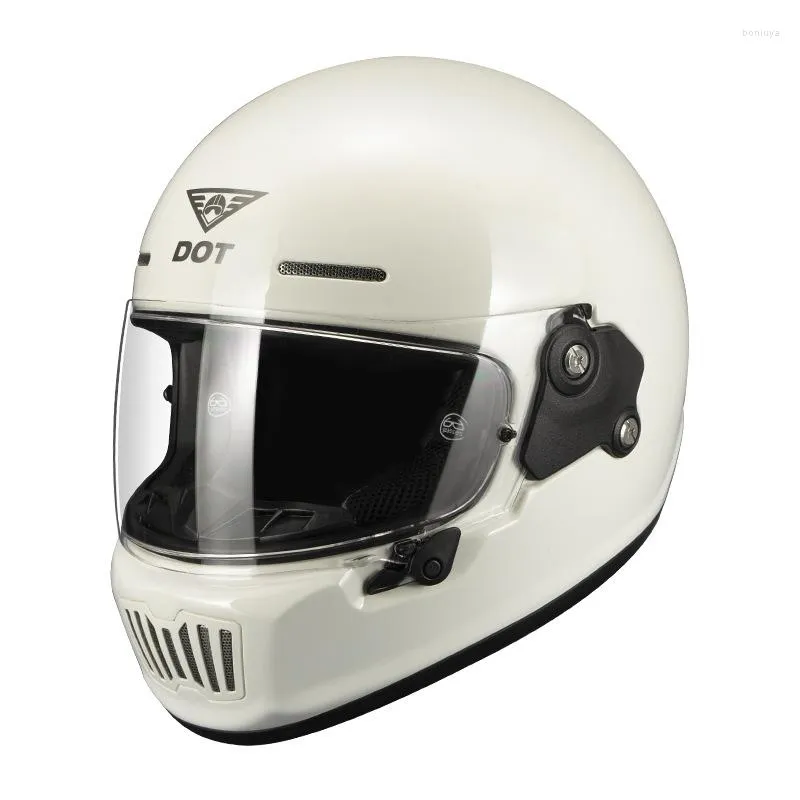 Motorradhelme Integralhelm Vintage Motorrad Klare Linse Sicherheit Moto Casque Damen Herren Casco Erwachsene