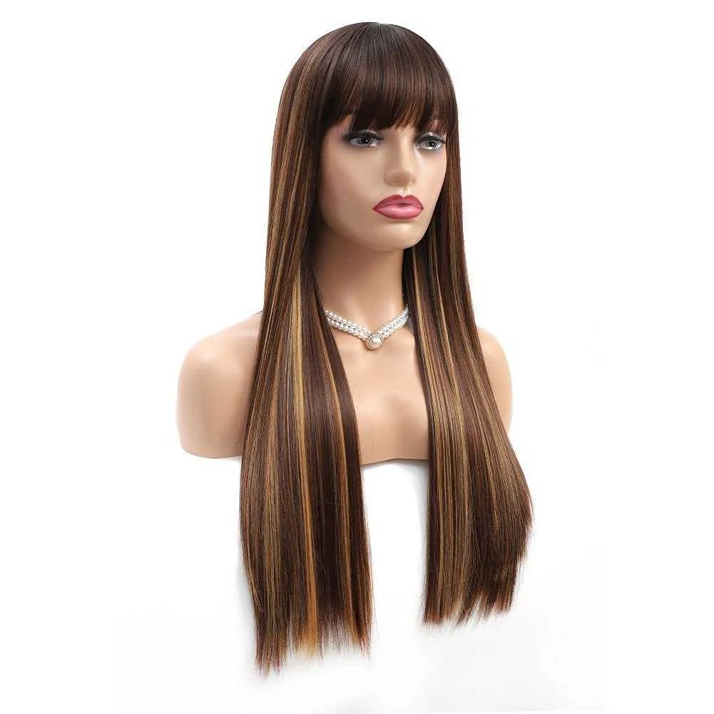 Nxy Hair Wigs Natural Fashion Synthetic Wig 24 30 -дюймового выделения блондинки для женщин длинные прямо с челкой 230619