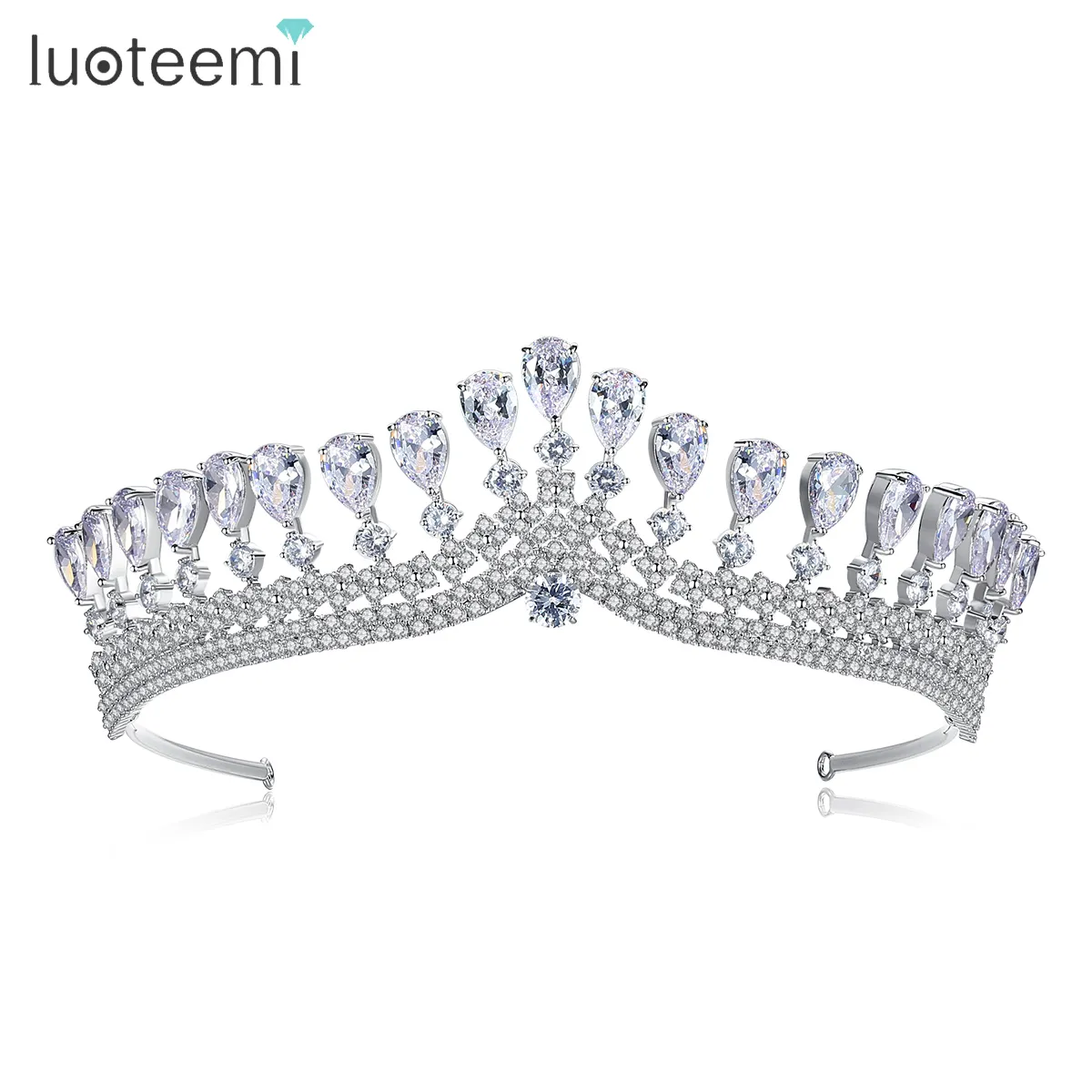 Pinces à cheveux Barrettes LUOTEEMI luxe mariée mariage bandeau diadème couronne accessoires pour femmes reine princesse haute qualité clair CZ bijoux de mode 230619