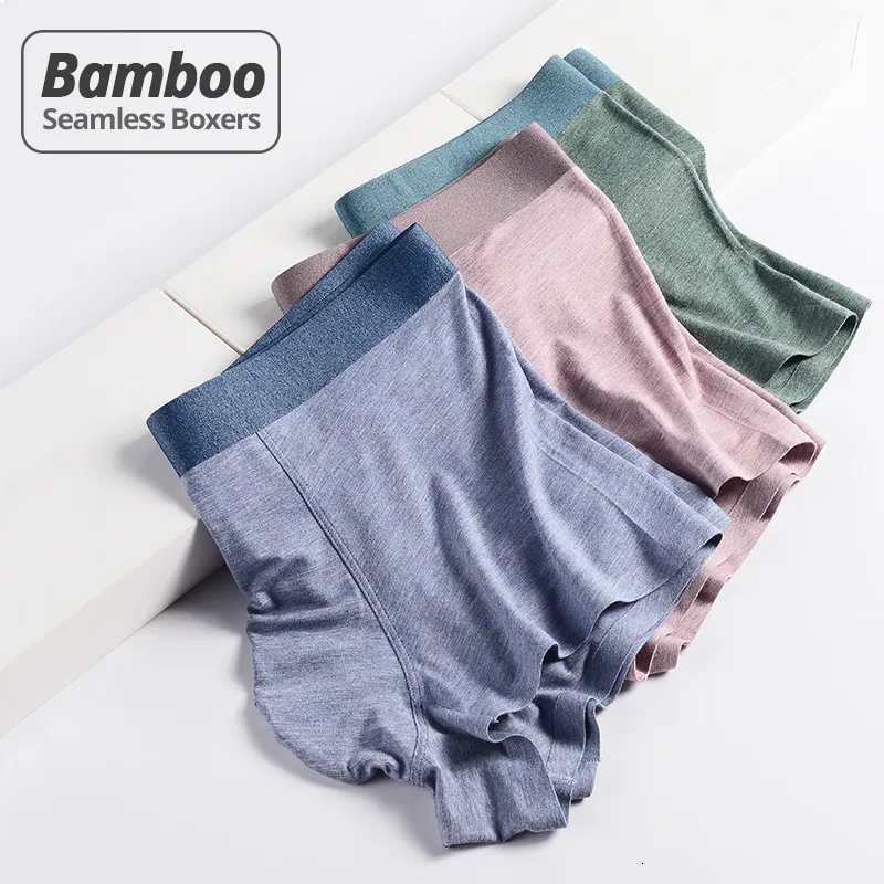 Caleçon HSS Style Tendance Lumière Luxe Sous-Vêtements Hommes Fibre De Bambou Seemless Hommes Boxers Respirant court Homme Slip 3pcs / lot 230619