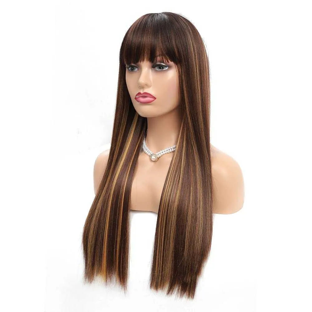 Nxy Hair Wigs Natural Fashion Synthetic Wig 24 30 -дюймового выделения блондинки для женщин длинные прямо с челкой 230619