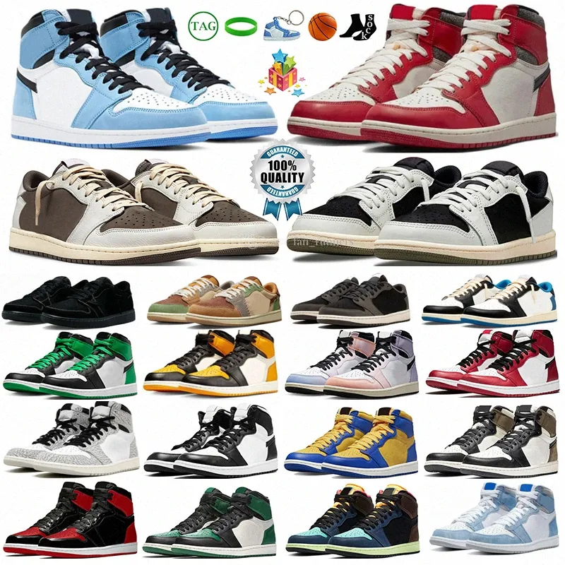 Og 1 Chaussures de basket perdues et trouvées 1s université de chicago bleu olive blanc noir fantôme inverse moka concord vaudou chanceux vert hommes femmes baskets