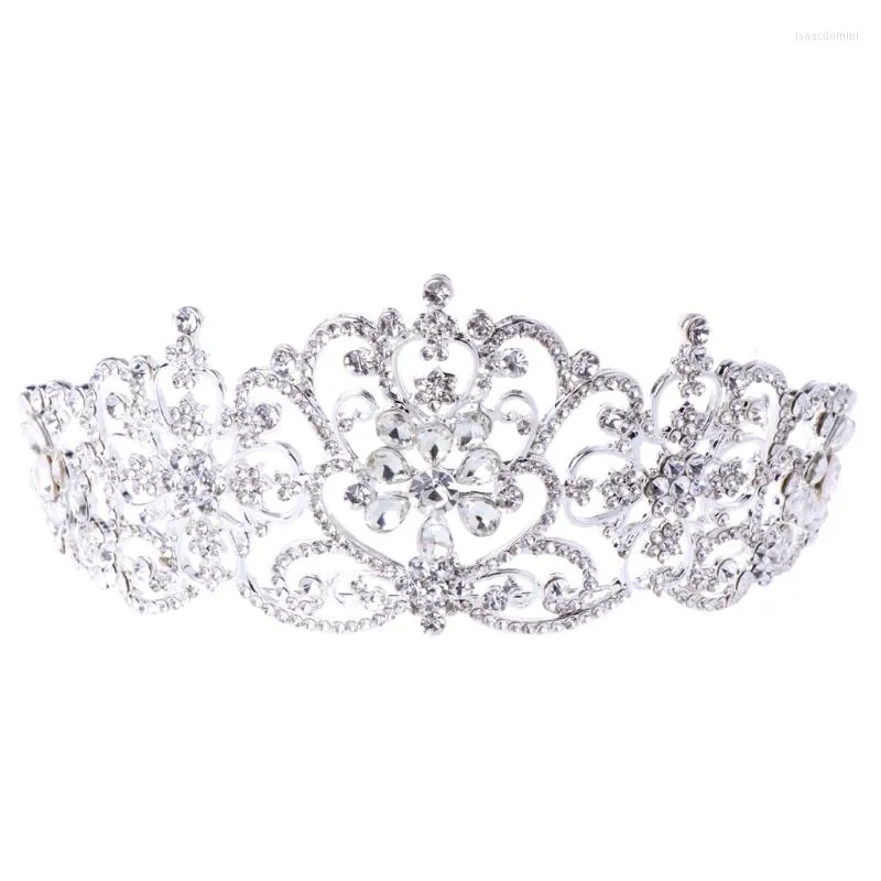 Hårklipp barock stil tiara kronor kristall pannband prinsessa för strass krona med vridna vinstockar brud bröllop prom leveranser