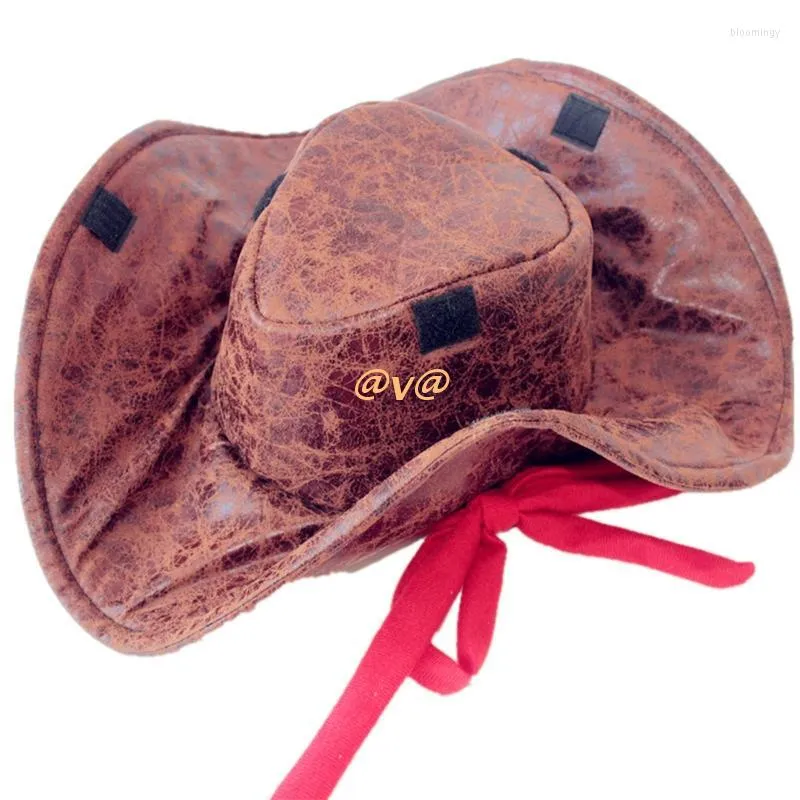 Berets Cloth Leather Print Pirate Hats For Women Men Thickened Fabric Cowboy Cap With Brim Western Jazz Felt Casual