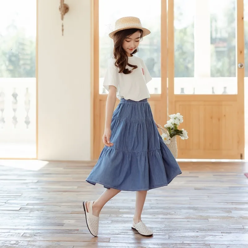 2024 Summer Girls Cute Jeans Skirt with Heart Pocket Baby