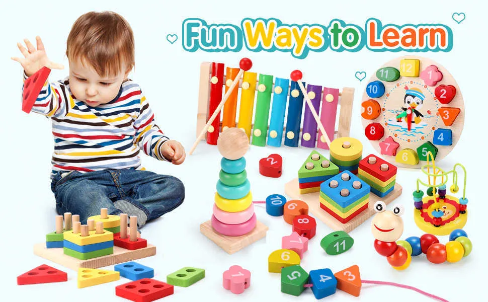 jogo pesca, Wood Shape Sorter Stacker Crianças Quebra-Cabeças Brinquedo, Quebra-cabeça educacional infantil para crianças 3 anos ou mais