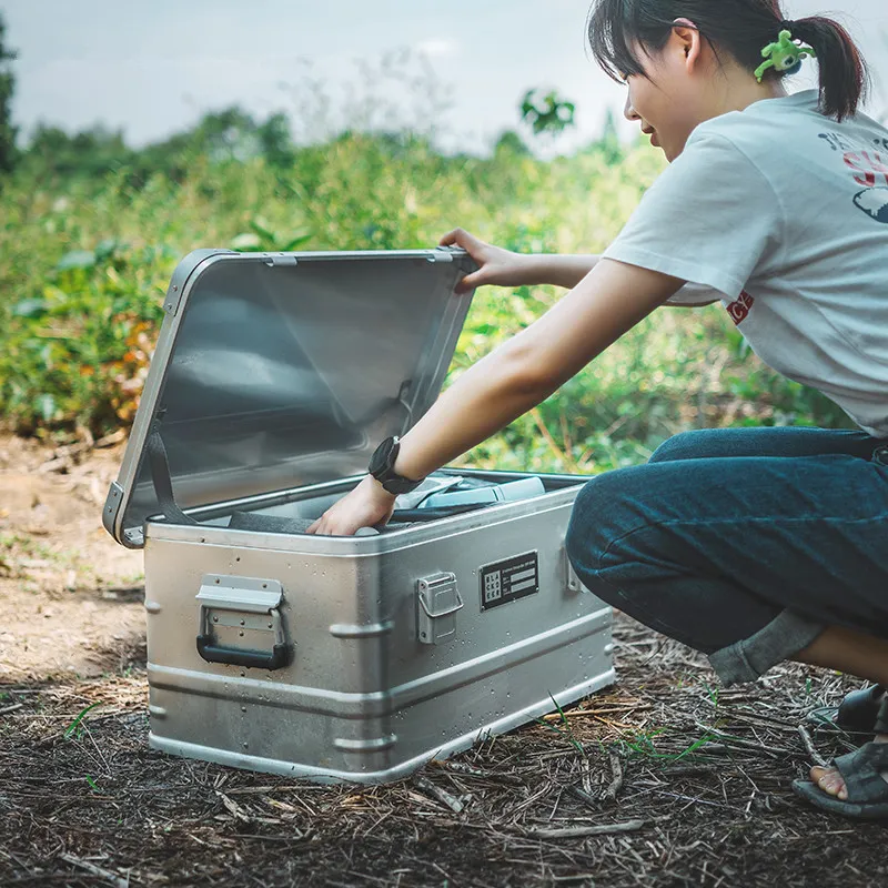 Outdoor Portable Aluminum Alloy Storage Box High-capacity Environmental Camping Case Travel Sundries Trunk