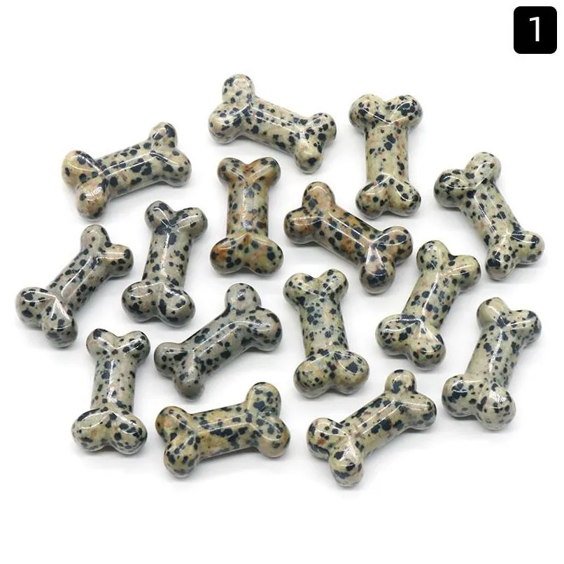 Loose Gemstones Wholesale Natural Dalmation Jasper Stone Mini Bones Mix Material Crystal Craft Hand Made Gemstone Carving For De Dh0Ij