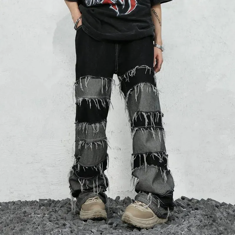 Ahorra a lo Grande en Compras al por Mayor de Y2k Ropa Grunge Hombres Ropa  Grunge Y2K Streetwear Stacked Jeans Baggy Pants Men Clothing Patchwork