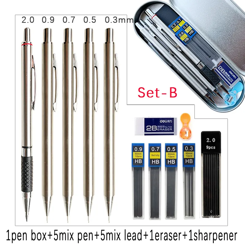 STAGEEK 6Stück Druckbleistifte Set mit Ledertasche,0,5 0,7 0,9 2,0mm STAGEEK 6Stück Druckbleistifte Set mit Ledertasche,0,5 0,7 0,9 2,0mm
