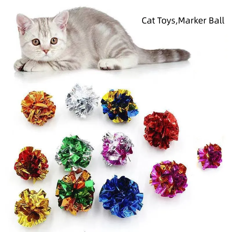 2/8 Stuks Kat Speelgoed Mylar Crinkle Ballen Kleurrijke Plastic Ballen Glanzende Interactieve Geluid Bal Crinkly Ballen Voor katten Huisdier Spelen Ballen