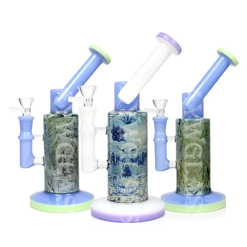 9 pouces Narguilé sculpture intérieure artisanat Dab rig Fumée pipe à eau en verre Pipes cool bangs Plates-formes pétrolières recycleur bong 14,4 mm bol de Shunyiglass