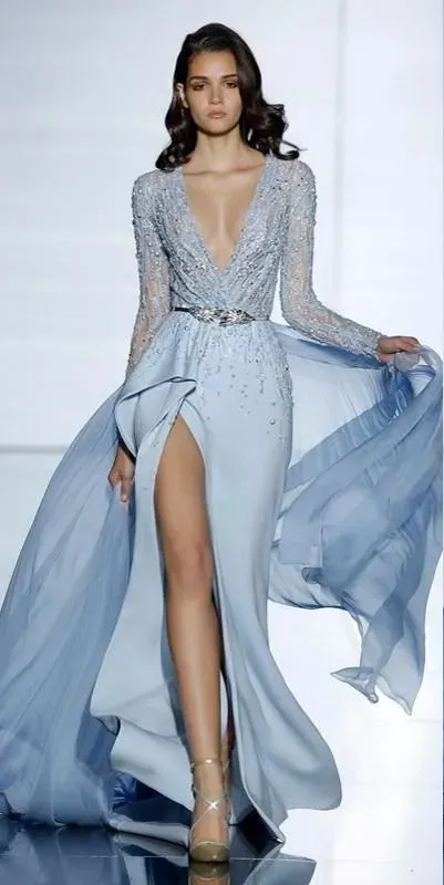 celebrity light blue dress Light Blue Chiffon Long Sleeve Maxi Dress – PinkBlush