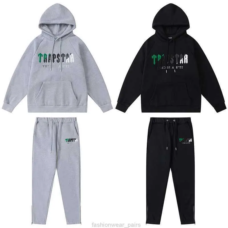 Survêtements de surviens vêtements de mode pour hommes Hoodies Hoodies Automnwinter Velvet Trapstar Green Black Towel Pantalon de pull brodé Rock Hi