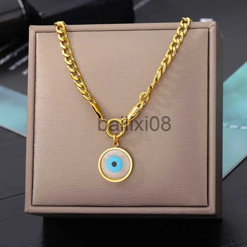 Anhänger Halsketten Edelstahl Böse Augen Anhänger Neckle Für Frauen Schmuck Schlüsselbein Ketten Neckles Geschenke Party Dropshipping J230620