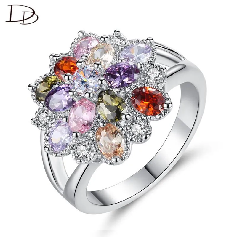 Anneaux de mariage DODO Fleurs Anneau Pour Femmes Coloré Ovale Cubique Zircone Bijoux De Mode Blanc Or Couleur Bijoux Femme En Gros R432