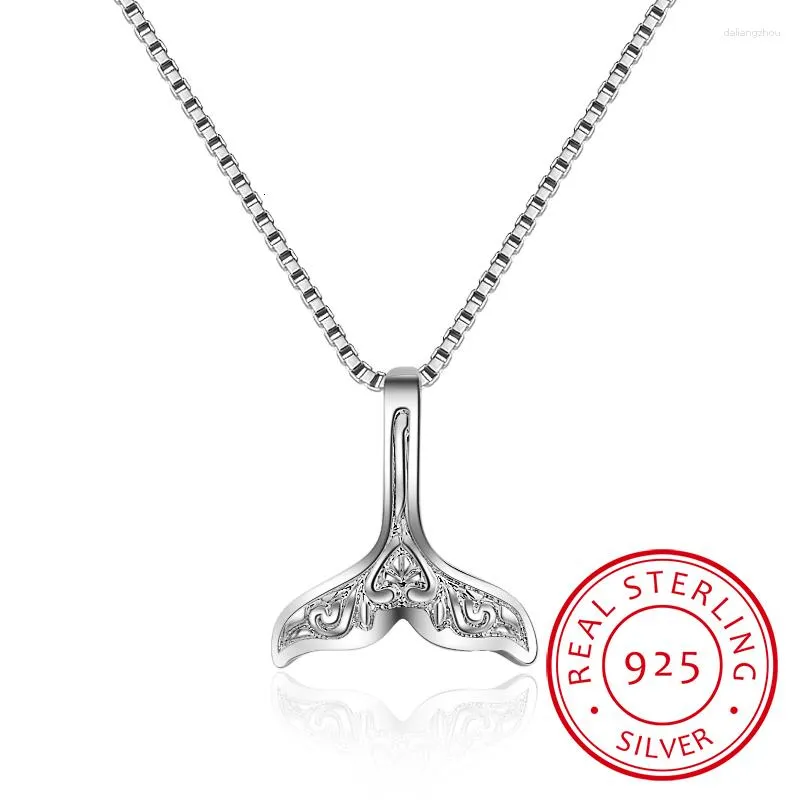 Chains Fine Wedding Jewelry 925 Sterling Silver Whale Tail Fish Nautical Charm Mermaid Necklace For Women Choker Neckalces