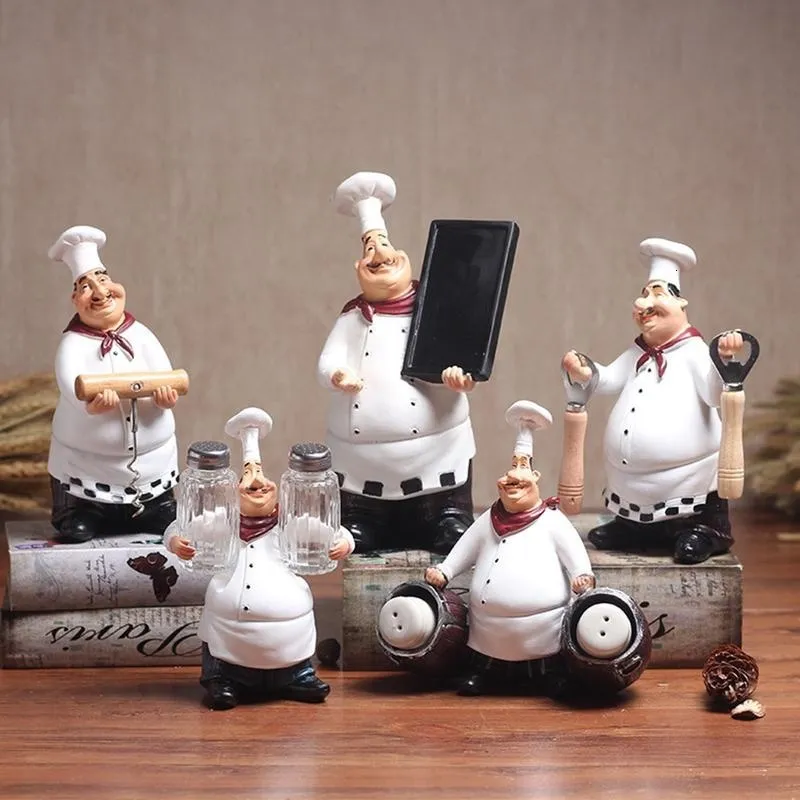 Confezione regalo 1Pc Retro Chef Modello Ornamento Artigianato in resina Mini Figurine Cilindro bianco Cucinare Decorazioni per la casa 230619