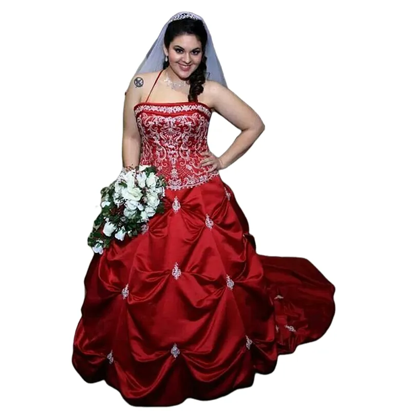 red rockabilly wedding dress Dark Red Vintage Wedding Dresses Ruched Satin A Line... From Chicweddings,  $134.32