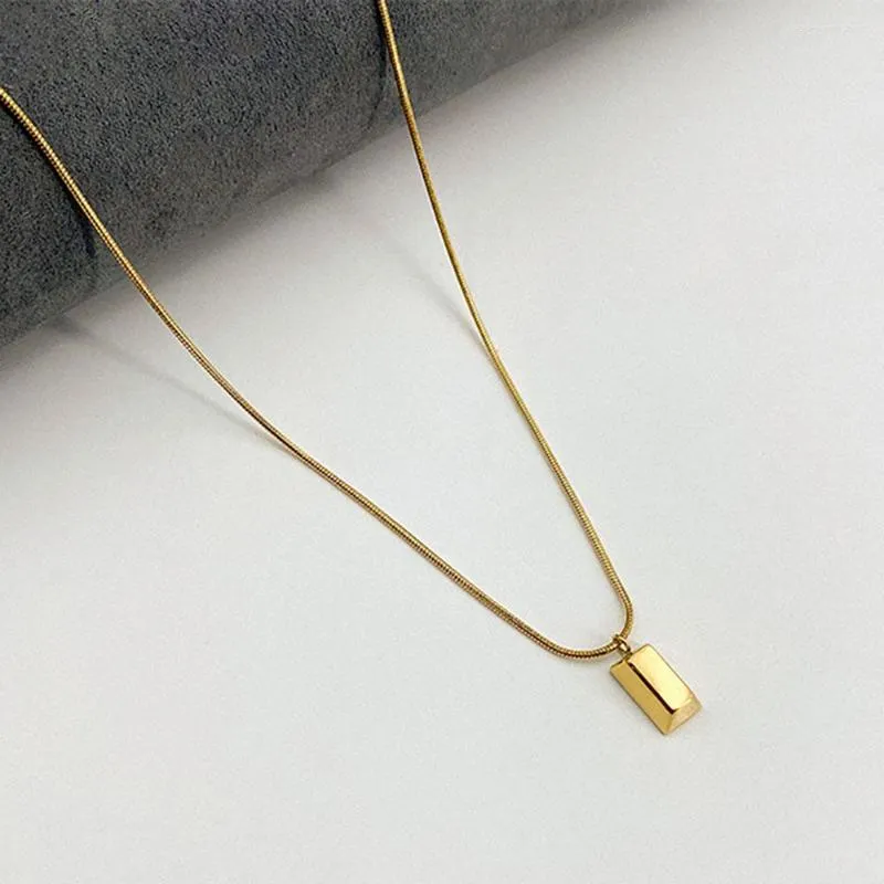 Pendant Necklaces Trendy Geometric Bullion Shape Necklace Fashion Punk Trapezoid Gold Color Stainsteel Steel Choker Jewelry Gifts