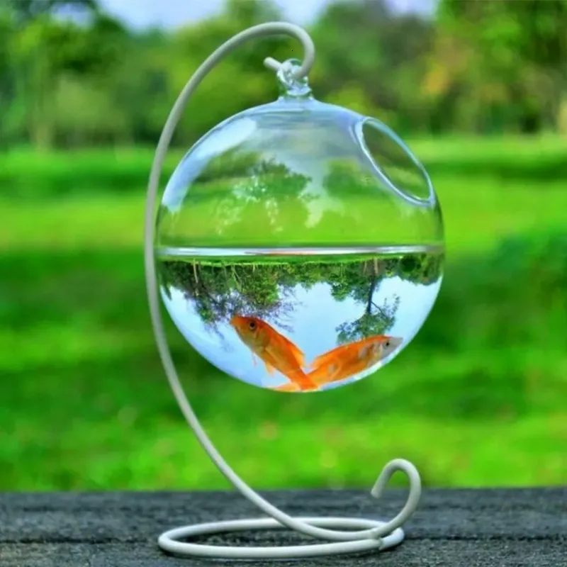 Aquariums Creative Transparent Spherical Fish Tank Small Table Top Glass  Bowl Round Shape Hanging Aquarium 230620 From 8 €
