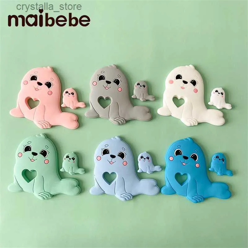 1/10pcs Cartoon Sea Lion Animal Silicone Bead Jewelry Making Bracelet DIY Pacifier Chain Accessories Baby Toys L230518