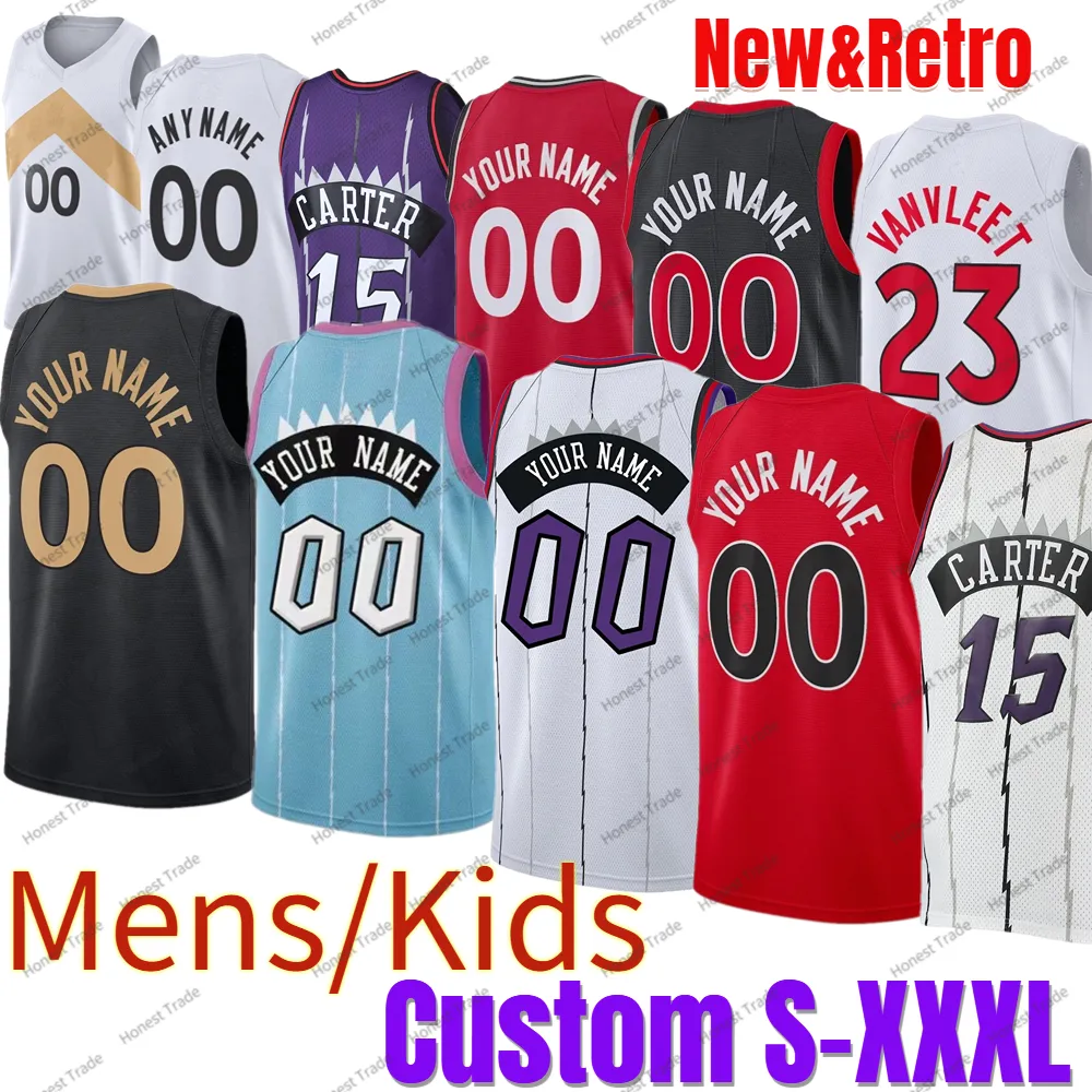 Nouveau maillot de basket rétro 15 Vince Carter 23 Fred VanVleet kyle lowry Pascal Siakam Khem Birch Tracy McGrady Scottie Barnes rouge Noir Personnalisé Hommes Enfants Taille S-XXXL