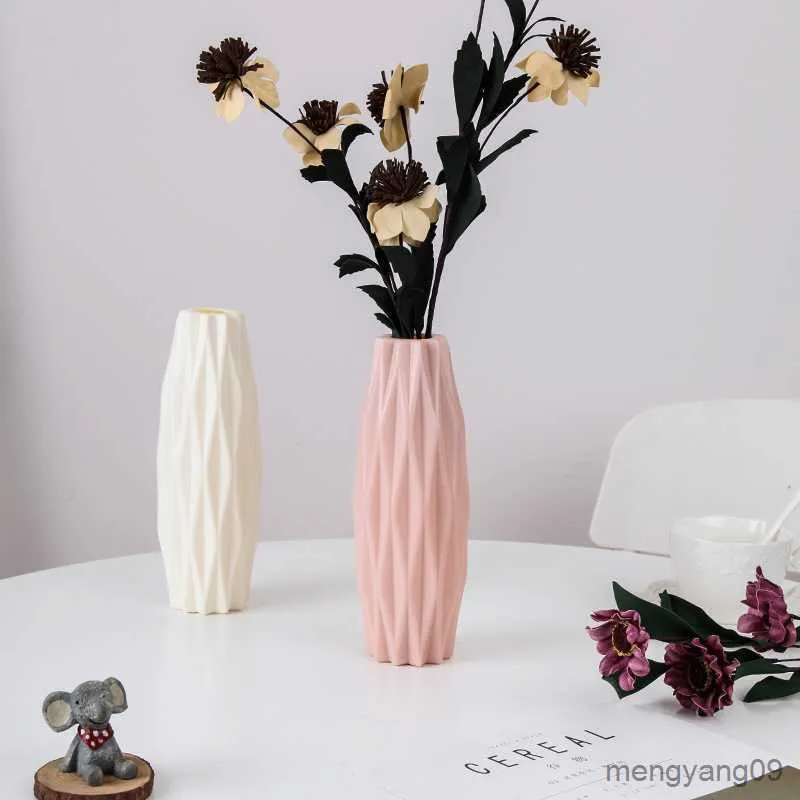 Planters Pots Modern Flower Vase White Pink Blue Plastic Vase Flower Pot Basket Nordic Home Living Room Decoration Ornament Flower Arrangement R230620