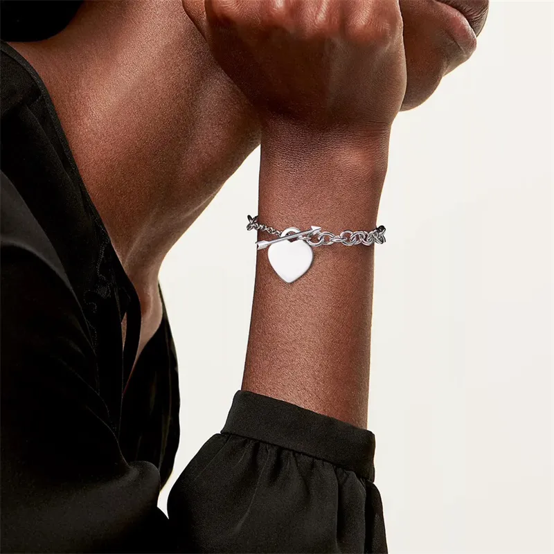 925 Серебряные сердечные браслеты браслеты модельер Роуз Золотые буквы браслет для женских женских модных винтажных роскошных юбилейных подарков