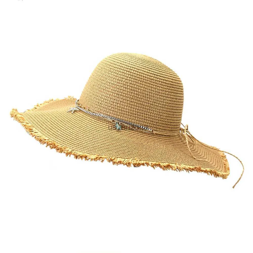 Womens Wide Brim Straw Sun Straw Sun Hat With Belt Round Top Summer Straw  Sun Hat For Beach And Casual Wear Large Wide Bim L230620 From Us_arizona,  $7.33